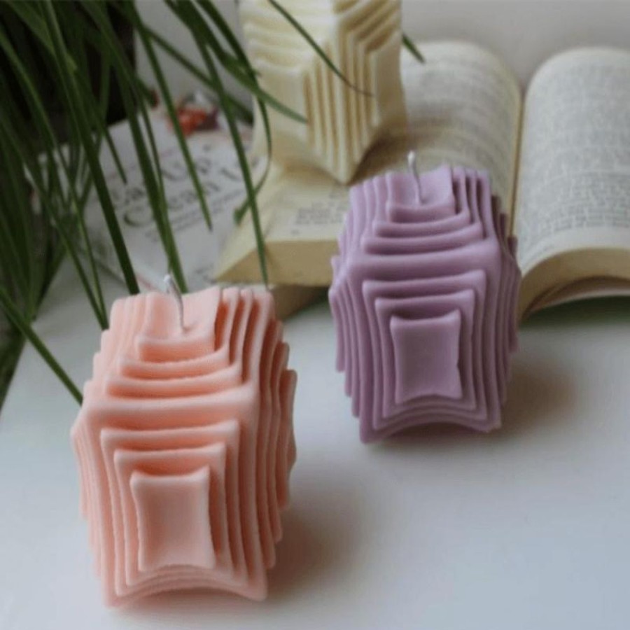 Decor ANNA | Cube Candles - Set Of 4 Pink As Shown