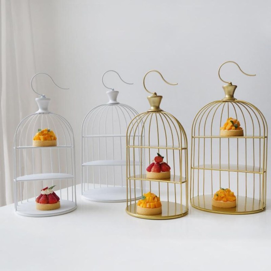 Servewareserveware LUCKY | Bird Cage 3 Tier Cake Stand Golden