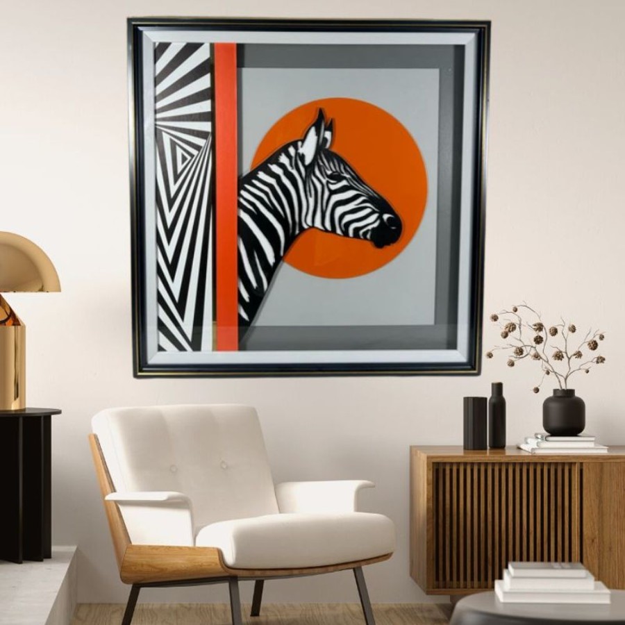 Decor GARY/YCL-020-2023/SEA | Zebra Wall Art With Frame - Hand Made