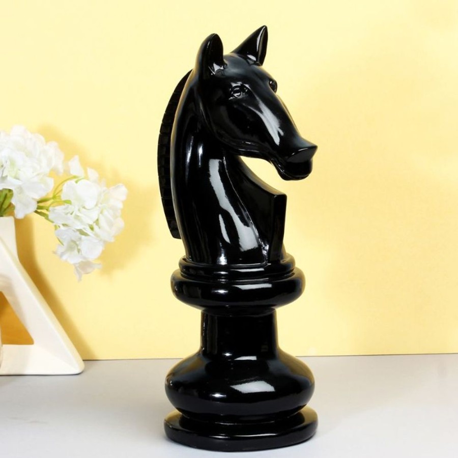 Decor GIOR/87/23-24/LOC | Knight Large Chess Sculpture Black