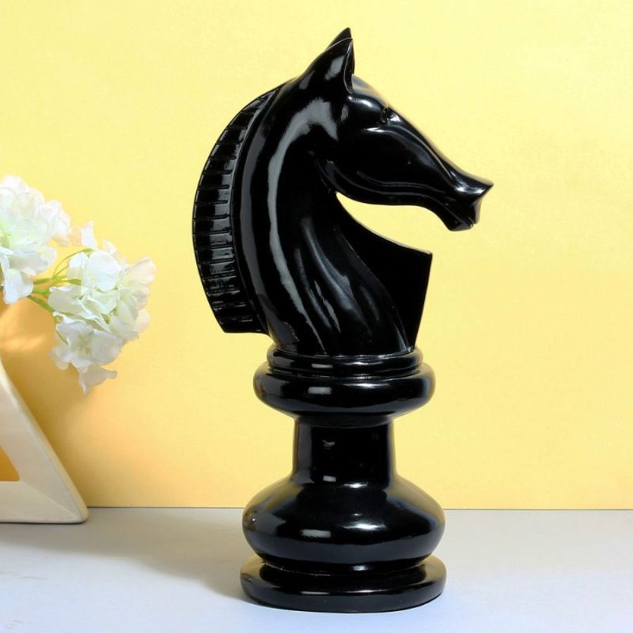 Decor GIOR/87/23-24/LOC | Knight Large Chess Sculpture Black