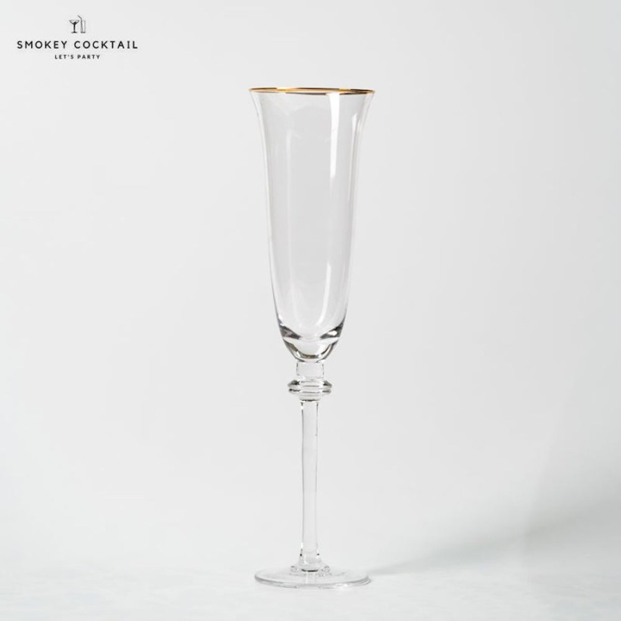 Barware DEAL/2023-24/232/LOC | Allgra Champagne Glass With Gold Rim - Set Of 2