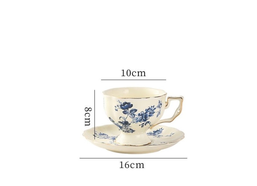 Tea & Coffeetea & Coffee GARY/YCL-020-2023/SEA | Premium Floral High Tea Cup With Saucer - Set Of 2