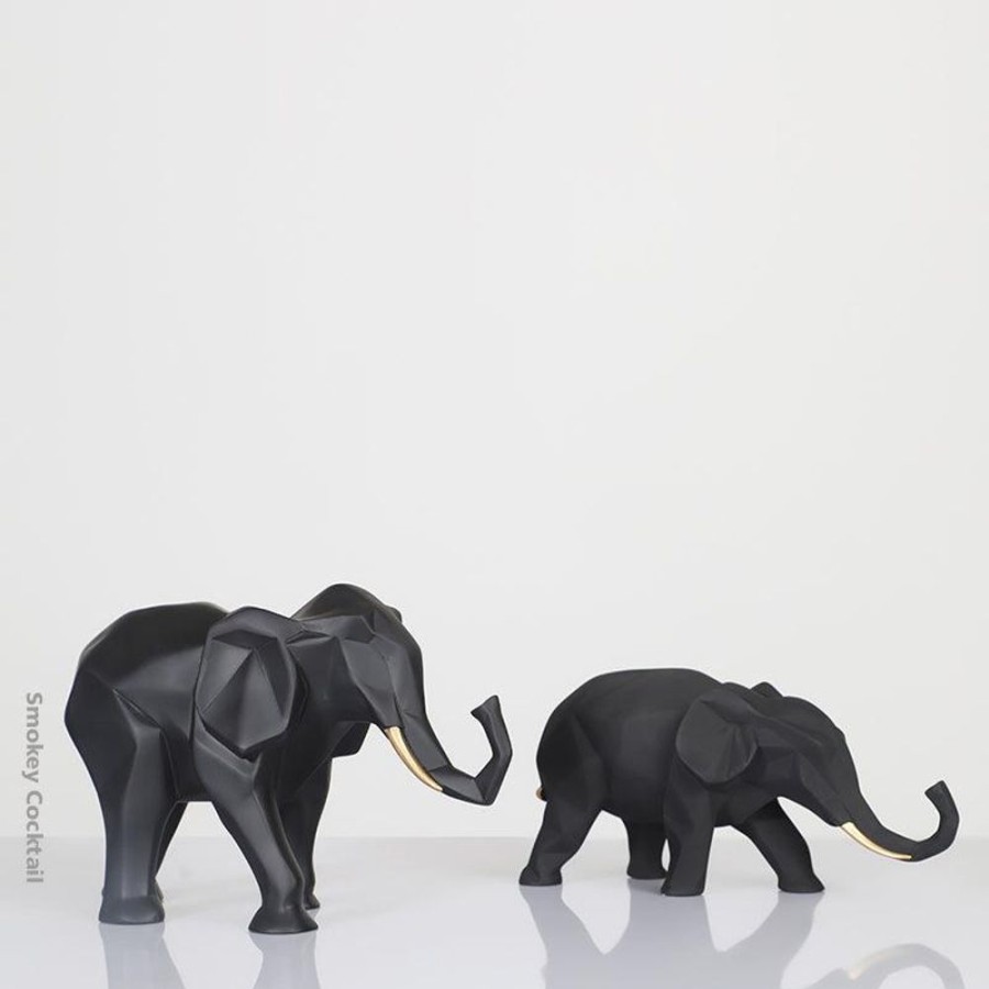 Decor HYHO/23-24/013/LOC | Elephant Pair Sculpture - Set Of 2