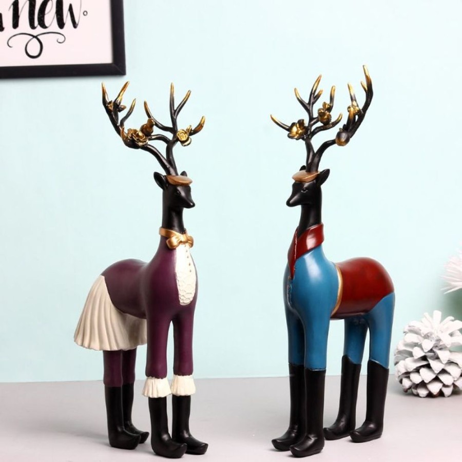 Decor GIOR/87/23-24/LOC | Deer Couple Decor - Set Of 2