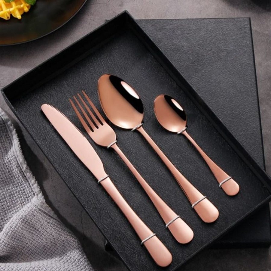 Servewareserveware NIIM/NI-0206/2023/LOC | Spanish Cutlery Set Of 4 Rose Gold