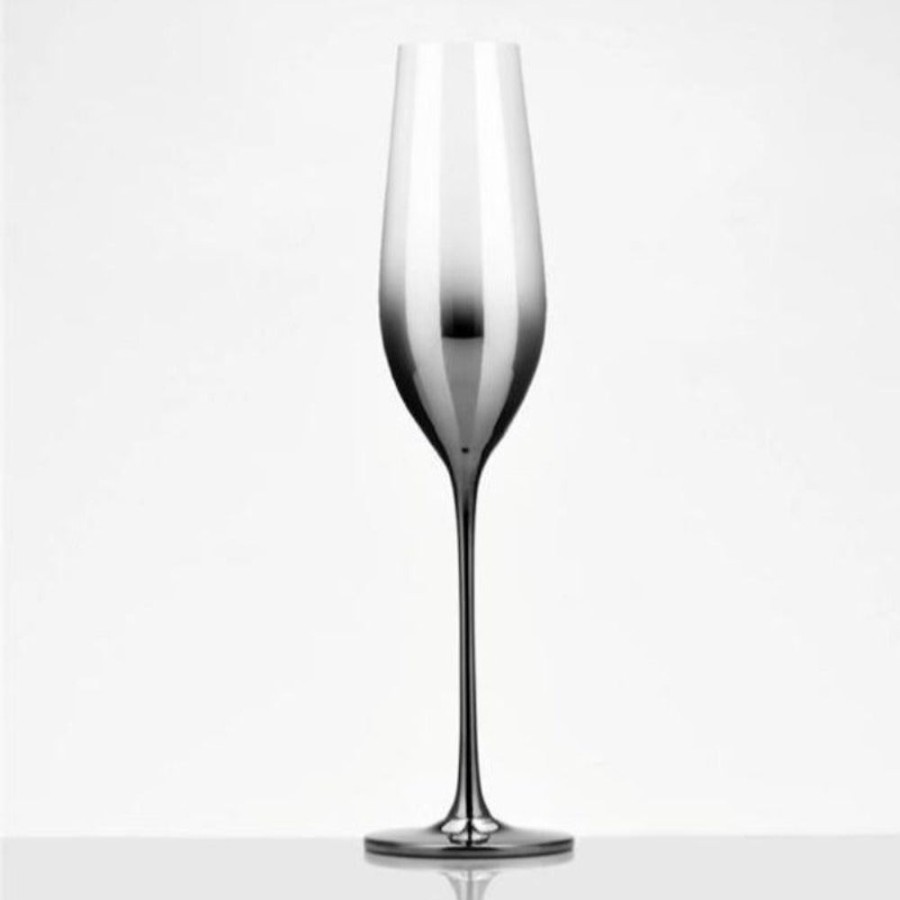 Barware Gaurav | Champagne Glass - Set Of 2 Silver Gradient