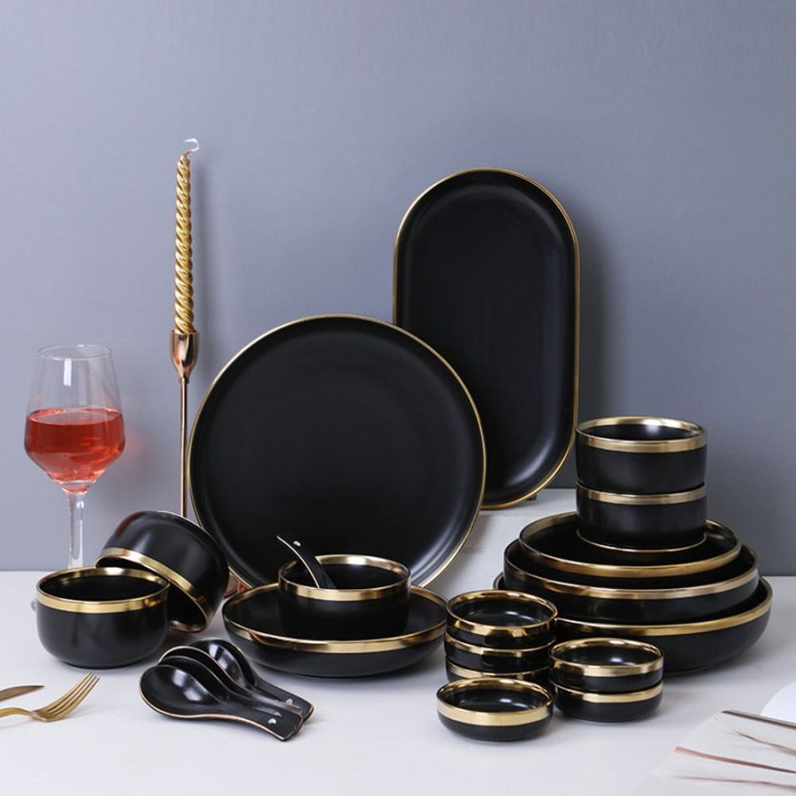 Servewareserveware GARY/YCL-020-2023/SEA | Nore Black Dineware Black With Golden Rim