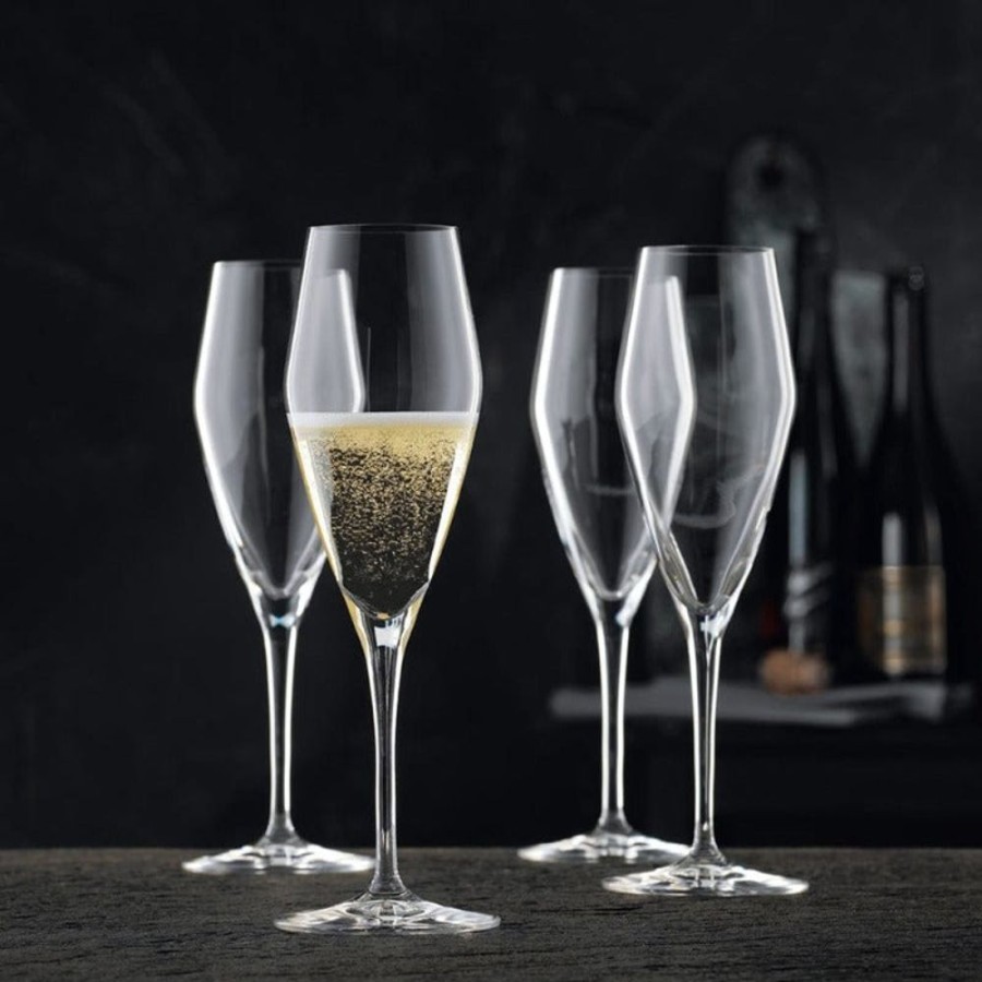 Barware CEES/23-24/0036/LOC | Vinova Crystal Champagne Glass- Set Of 4-Made In Germany