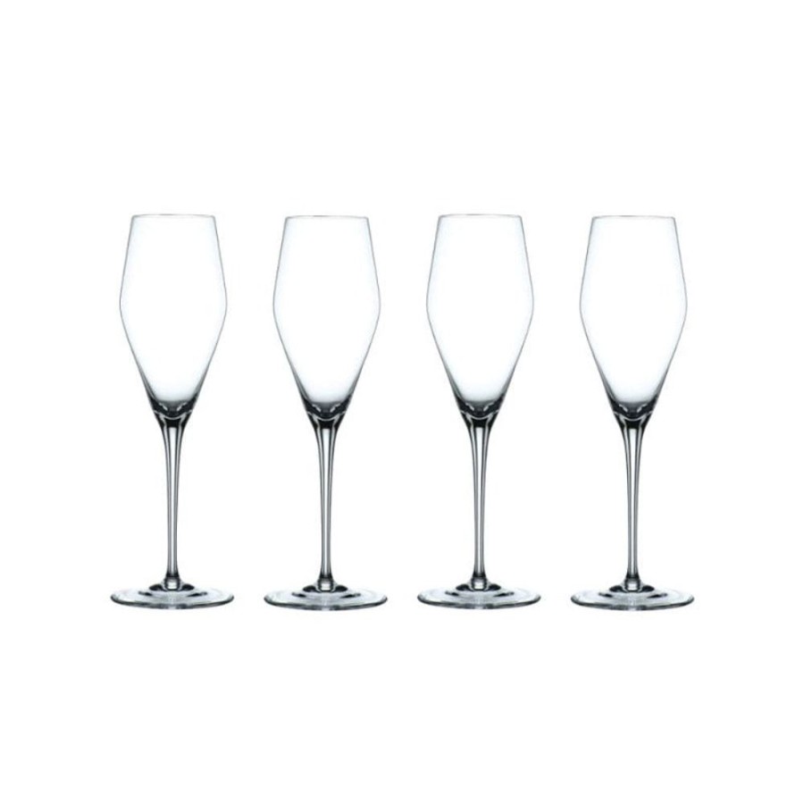 Barware CEES/23-24/0036/LOC | Vinova Crystal Champagne Glass- Set Of 4-Made In Germany