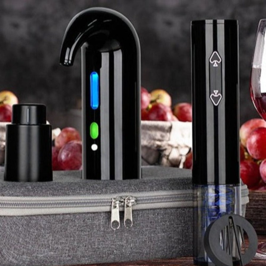 Barware GARY/YCL-005-2023/SEA | Electric Wine Opener And Aerator/Pourer -Luxury Gift Pack Black