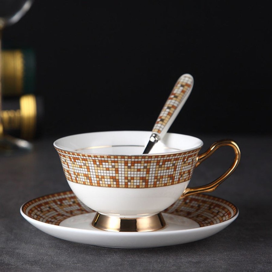 Tea & Coffeetea & Coffee GARY/YCL-020-2023/SEA | Mosaic Luxury Tea Cup & Saucer - Set Of 2