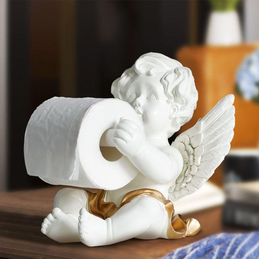 Decor GARY/YCL-005-2023/SEA | Angel Tissue Holder White With Gold