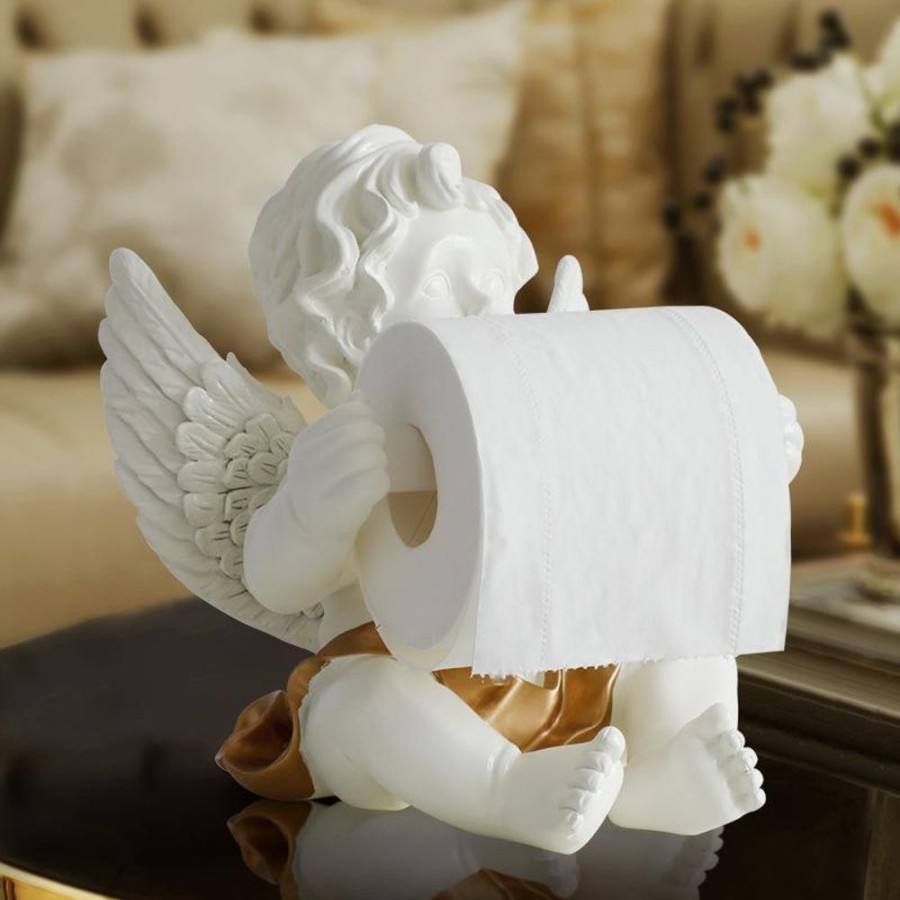 Decor GARY/YCL-005-2023/SEA | Angel Tissue Holder White With Gold