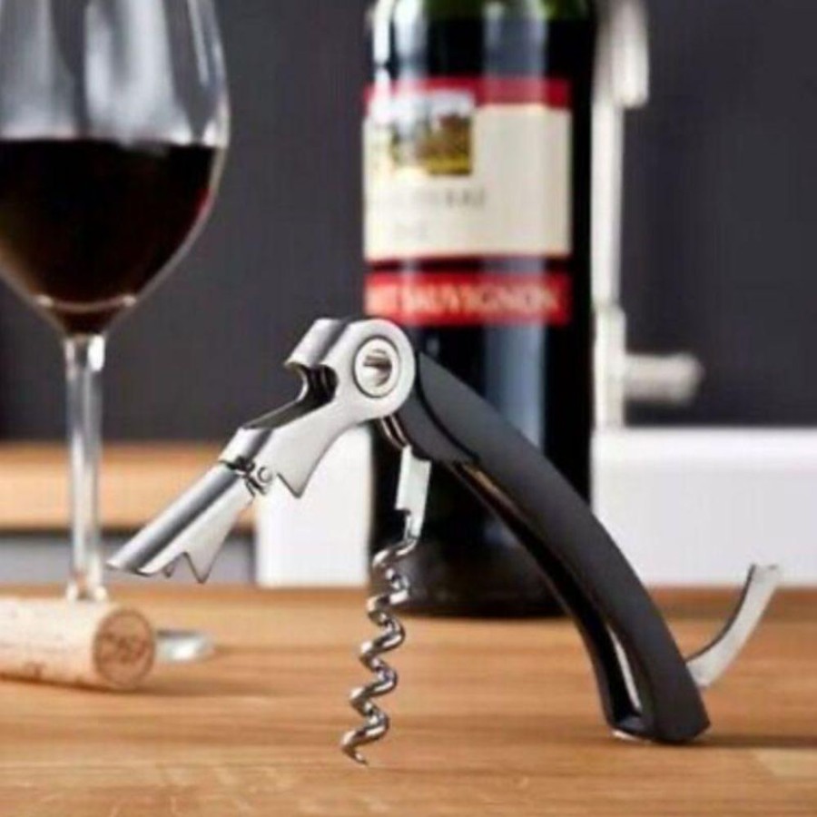 Barware CEES/23-24/0018/LOC | Double Hinged Wine Corkscrew Black.