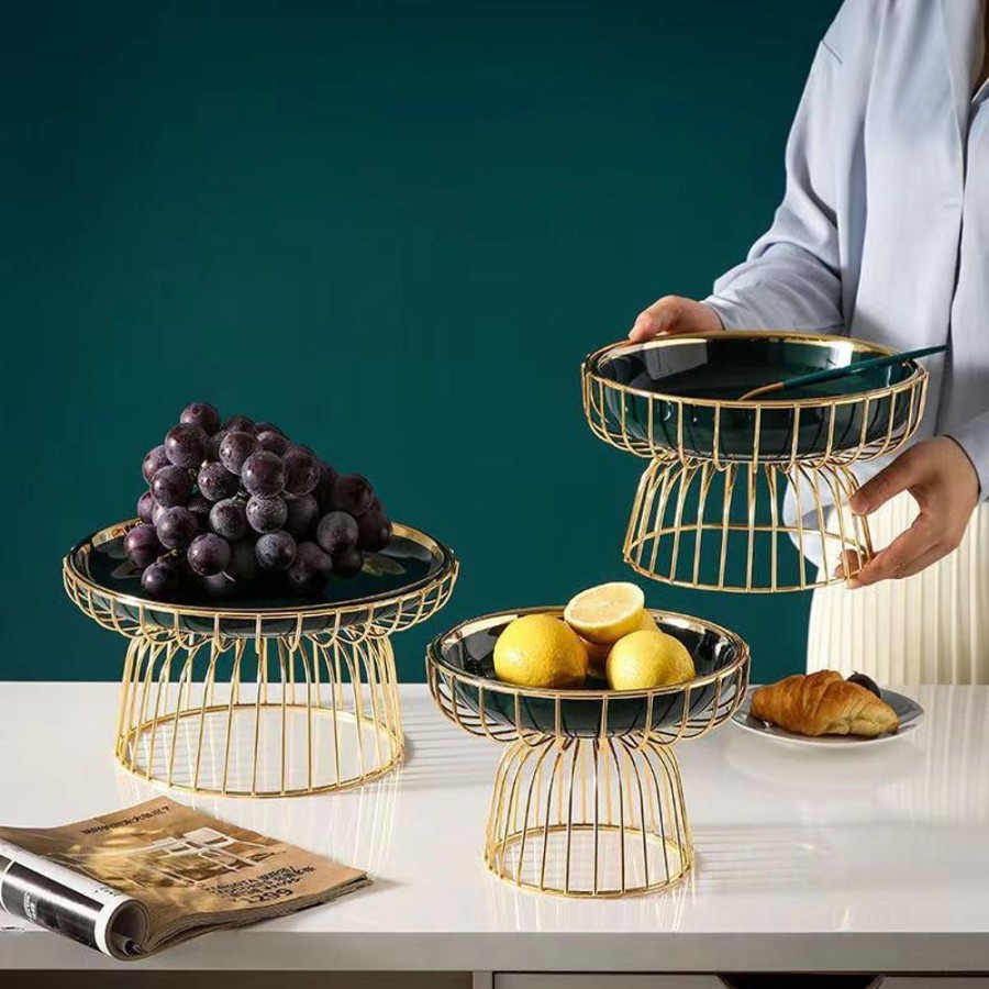 Servewareserveware LUCKY | Iron Art Ceramic Fruit Stand