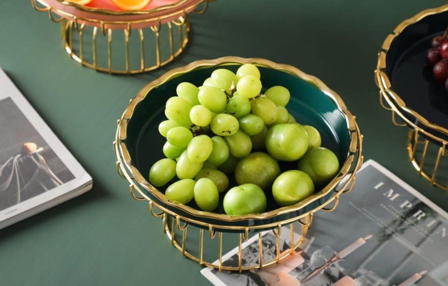 Servewareserveware LUCKY | Crinkle Ceramic Plate With Stand Green